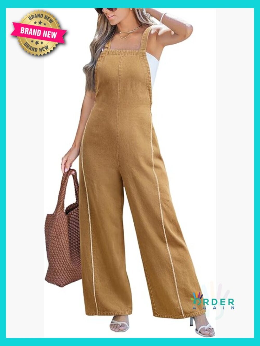 Denim Maxi Jumpsuit Square Neck Sleeveless Wide Leg Loose Fit Casual One Piece